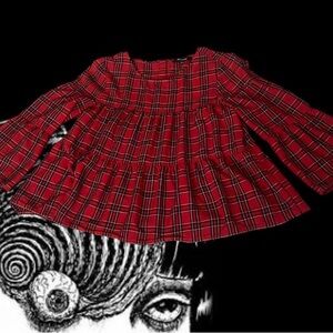 Babydoll Plaid Womens Blouse